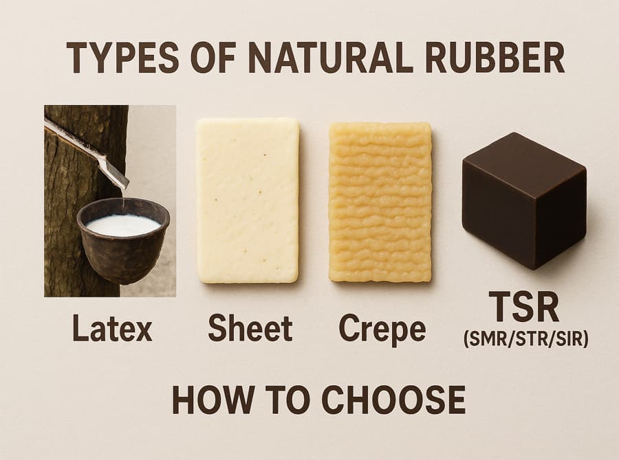 Types of Natural Rubber: Latex, Sheet, Crepe, TSR (SMR/STR/SIR) and How to Choose